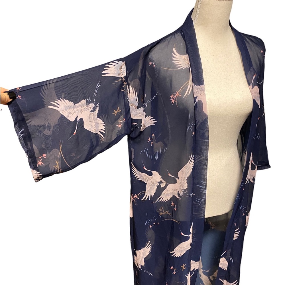 Japanese crane kimono cover shawl